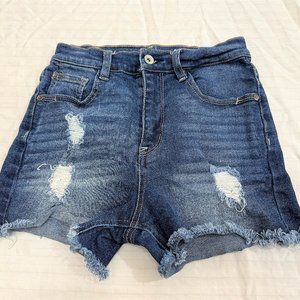 🫐🫐🫐 WALLFLOWER THE MOM HIGH RISE WOMENS JEANS DISTRESSED SHORTS SIZE 1 🫐🫐🫐